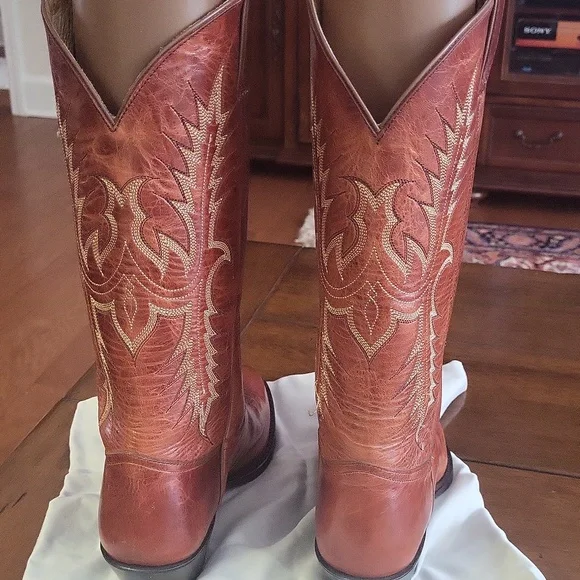 Tony Lama Blue Star Logo Leather Boots - Picture 3 of 6